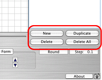 Buttons to create, delete, or duplicate functions