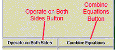 Operation selection buttons: Operate on Both Sides and Combine Equations.