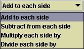 Operation selection drop-down dialog