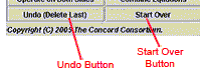 Undo button and Start Over button