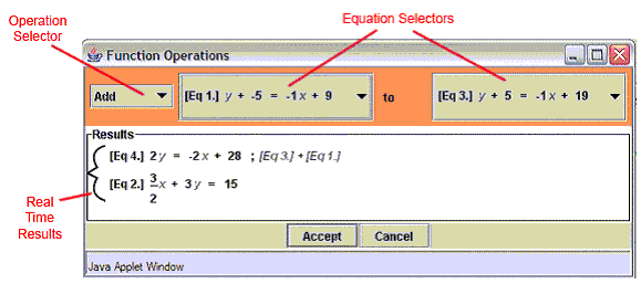 Functions Operations dialog.