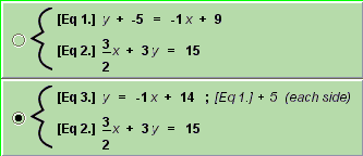 Equation 1 and Equation 2 are a system, which is followed by the system Equation 3 and Equation 2.
