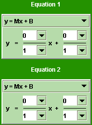 A dialog box for entering two equations in different mathematical formats.